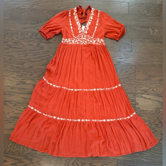 Baltic Born Santa Fe Embroidered Maxi Dress in Rust Size Medium NWT - Picture 2 of 10